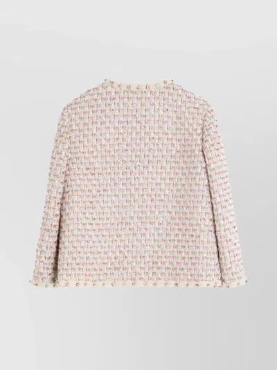 Valentino Short Jacket With Tweed Texture And Button Detailing In Gray