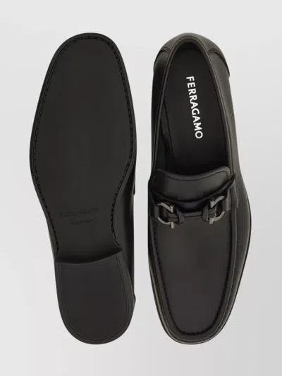 Ferragamo Grandioso2 Leather Loafers With Gancini Buckle In Black