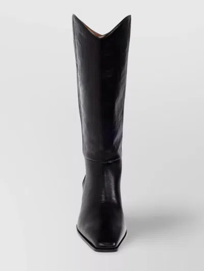 Paris Texas Bettina Leather Pointed Toe Boots 50mm In Black