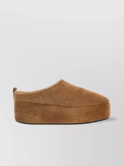 Balenciaga Women Alaska Soft Suede Mule With Plateau In Brown