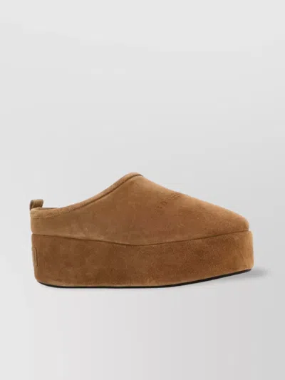 Balenciaga Women Alaska Soft Suede Mule With Plateau In Brown