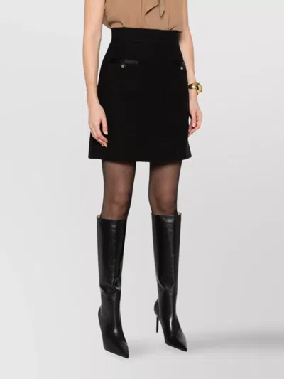 Dolce & Gabbana Cotton Skirt With Button Embellishment And Patch Pockets In Black