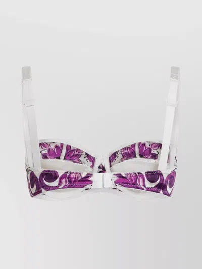 Dolce & Gabbana Adjustable Straps Floral Print Sleeveless Lingerie In Purple