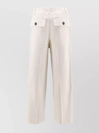 Brunello Cucinelli Women Cotton And Wool Trousers With Adjustable Drawstring In White