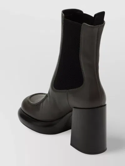 Burberry Chelsea Wedge Boot In Dark Green Leather Women In Brown