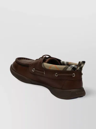 Burberry Leather Loafers Round Toe Rubber Sole In Brown