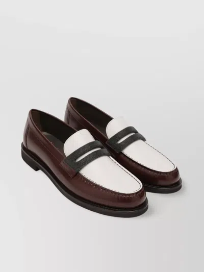 Brunello Cucinelli Bead-detailed Leather Loafers In Brown