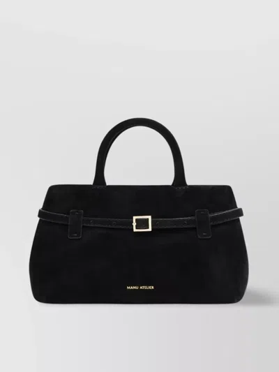 Manu Atelier 35 Structured Top Handle Tote Bag In Black