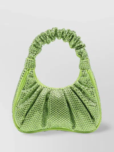 Jw Pei Crystal-embellished Pleated Shoulder Bag With Curved Silhouette