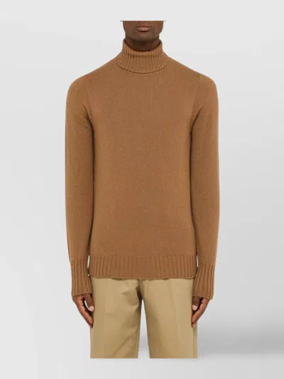 Drumohr Camel-coloured Turtleneck Sweater In Wool In Brown