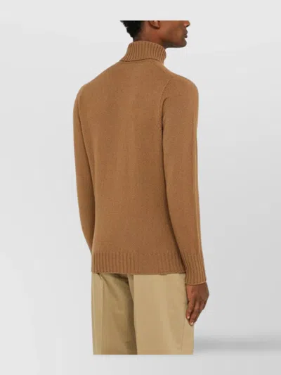 Drumohr Camel-coloured Turtleneck Sweater In Wool In Brown