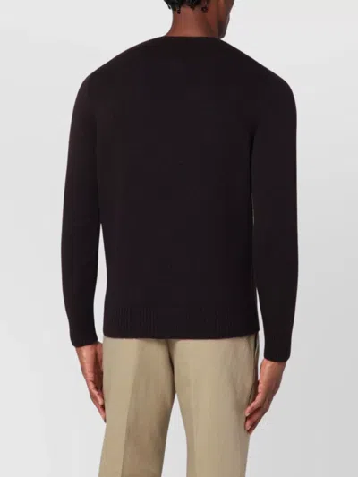 Drumohr Wool Sweater With Long Sleeves And Ribbed Texture In Black