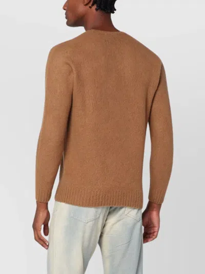 Drumohr Man Sweater Camel Size 48 Lambswool In Brown