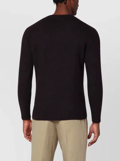 Drumohr Wool Sweater With Long Sleeves And Ribbed Texture In Black