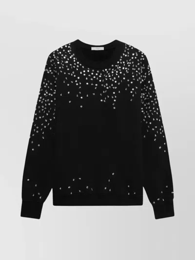 1989 Studio Crew Neck Brushed Cotton Sweatshirt With Rhinestones In Black