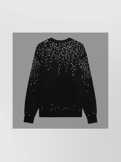 1989 Studio Crew Neck Brushed Cotton Sweatshirt With Rhinestones In Black