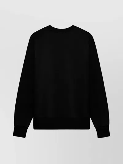 1989 Studio Brushed Cotton Crew Neck Sweatshirt With Embossed Logo In Black