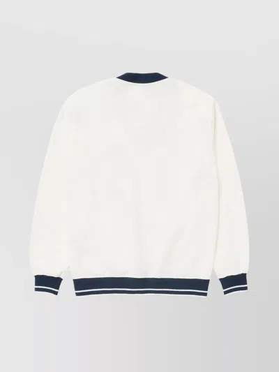 1989 Studio V-neck Sweatshirt Contrast Trim In White