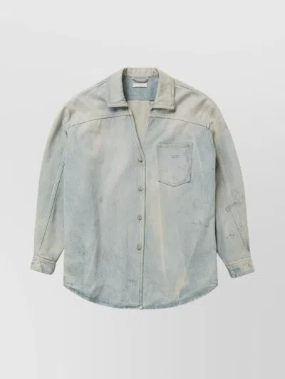 1989 Studio Denim Overshirt With Chest Pocket And Faded Wash In Blue