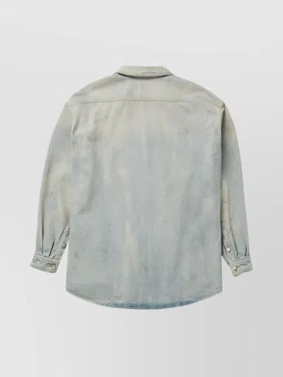 1989 Studio Denim Overshirt With Chest Pocket And Faded Wash In Blue