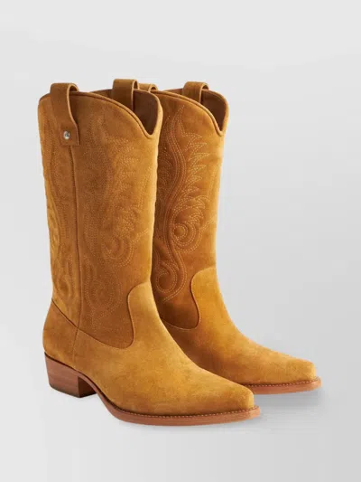 1989 Studio Brown Cowboy Boots In Yellow