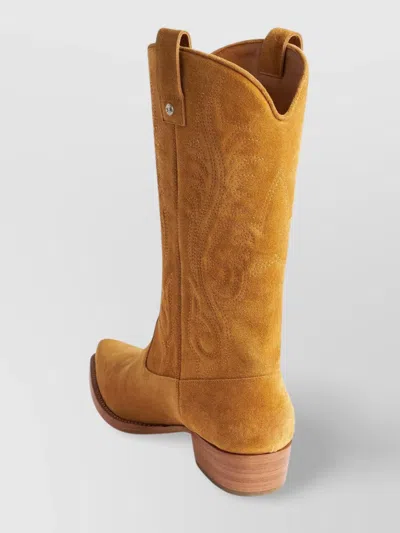1989 Studio Brown Cowboy Boots In Yellow