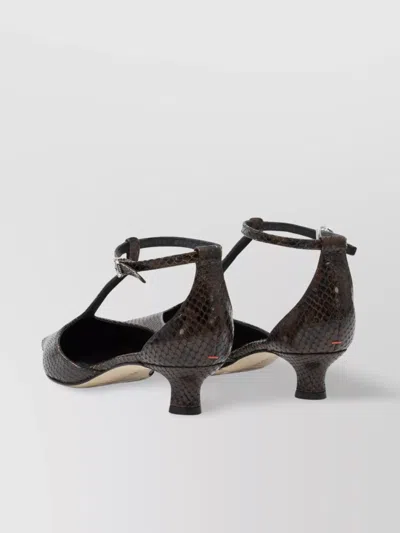 Aeyde Liz Snake Print Calf Leather Moka Shoes In Brown