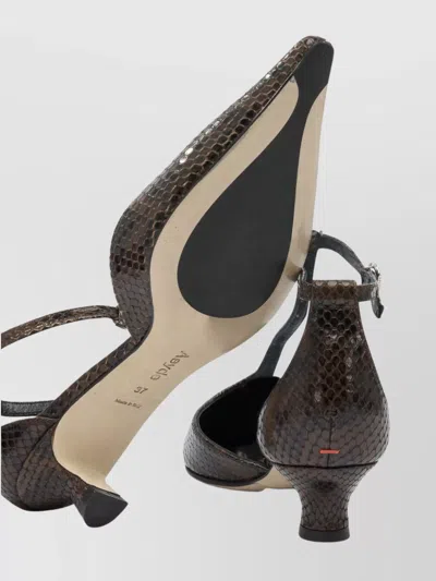 Aeyde Liz Snake Print Calf Leather Moka Shoes In Brown