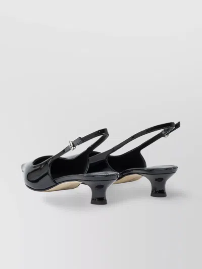 Aeyde Pointed Toe Kitten Heel Pumps With Patent Finish In Black