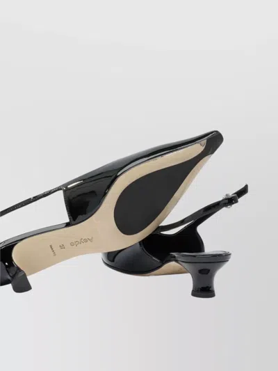 Aeyde Pointed Toe Kitten Heel Pumps With Patent Finish In Black