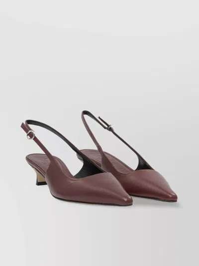 Aeyde Buckle Detail Kitten Heel Pointed Toe Pumps In Burgundy