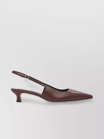 Aeyde Buckle Detail Kitten Heel Pointed Toe Pumps In Burgundy