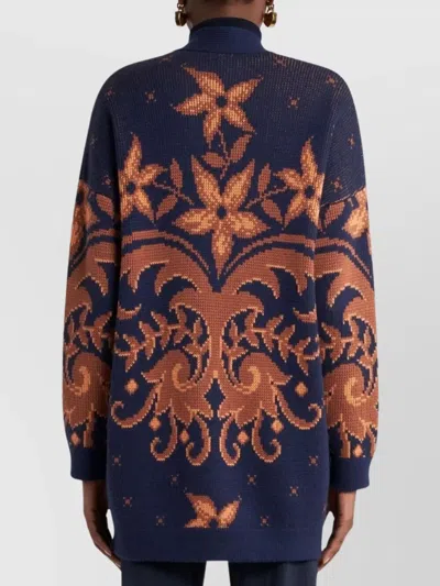 Etro Wool Cardigan In Blue