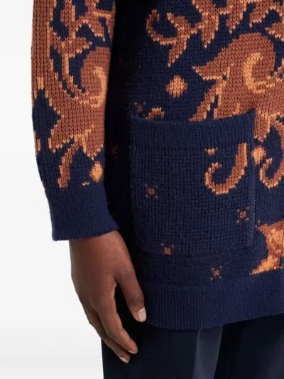 Etro Wool Cardigan In Blue
