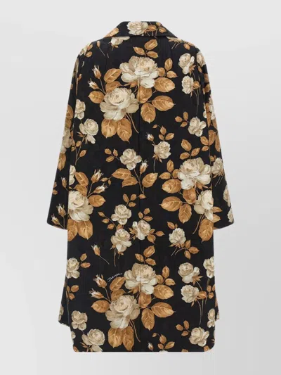 Dolce & Gabbana Embroidered Floral Pattern Coat With Long Sleeves In Black