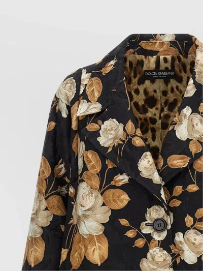 Dolce & Gabbana Embroidered Floral Pattern Coat With Long Sleeves In Black