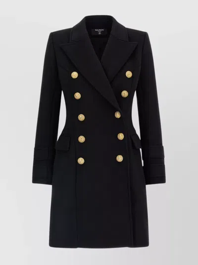 Balmain 10 Buttons Coat In Virgin Wool And Cashmere Women In Black