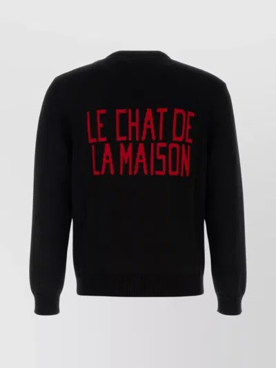 Valentino Wool Cotton Chat De La Maison Sweater In Black