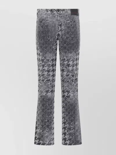 Diesel Houndstooth Pattern Jeans With Flared Leg Design In Gray