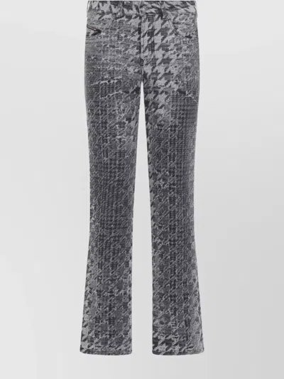 Diesel Houndstooth Pattern Jeans With Flared Leg Design In Gray