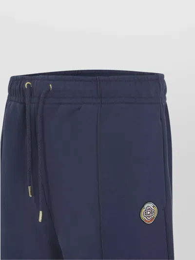 Casablanca Relaxed Fit Cotton Trousers With Drawstring Waistband In Blue