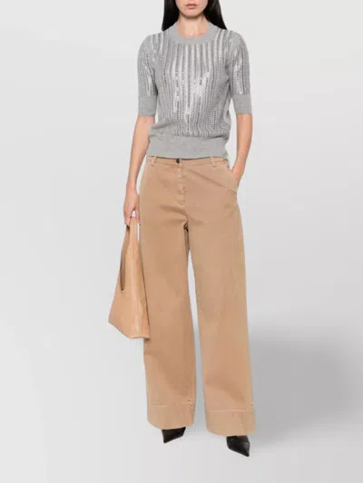 Ermanno Scervino Striped Wool-cashmere Sequin Top In Gray