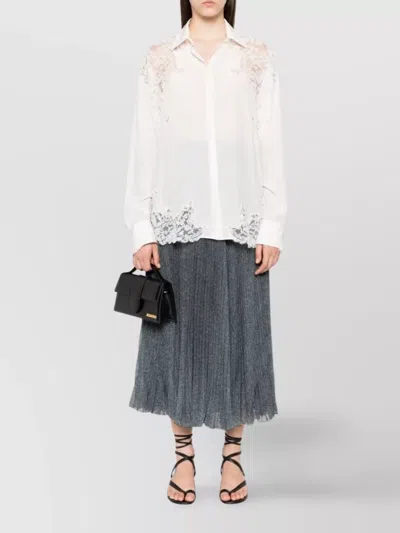Ermanno Scervino Silk Blouse With Intricate Lace Detailing In White