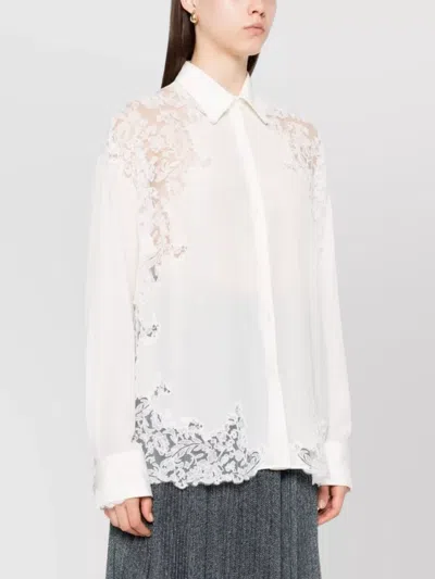Ermanno Scervino Silk Blouse With Intricate Lace Detailing In White