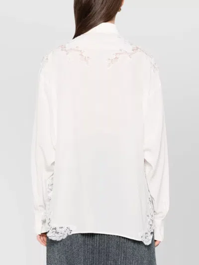 Ermanno Scervino Silk Blouse With Intricate Lace Detailing In White