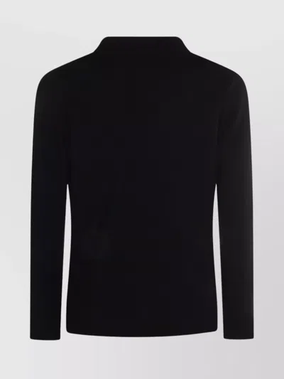 Zanone Crewneck Sweater With Front Pockets And Notched Lapel In Black
