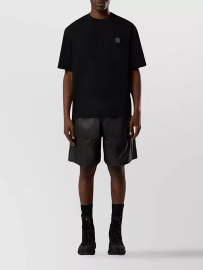 Stone Island Logo Cotton T-shirt In Black