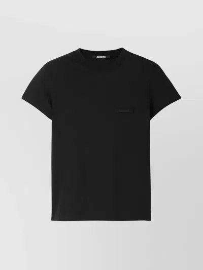 Jacquemus Grosgrain Short Sleeve T-shirt In Black