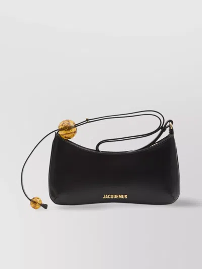 Jacquemus Le Bisou Perle Smooth Leather Bag In Black