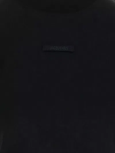 Jacquemus Cotton Stretch Crewneck Logo T-shirt In Black